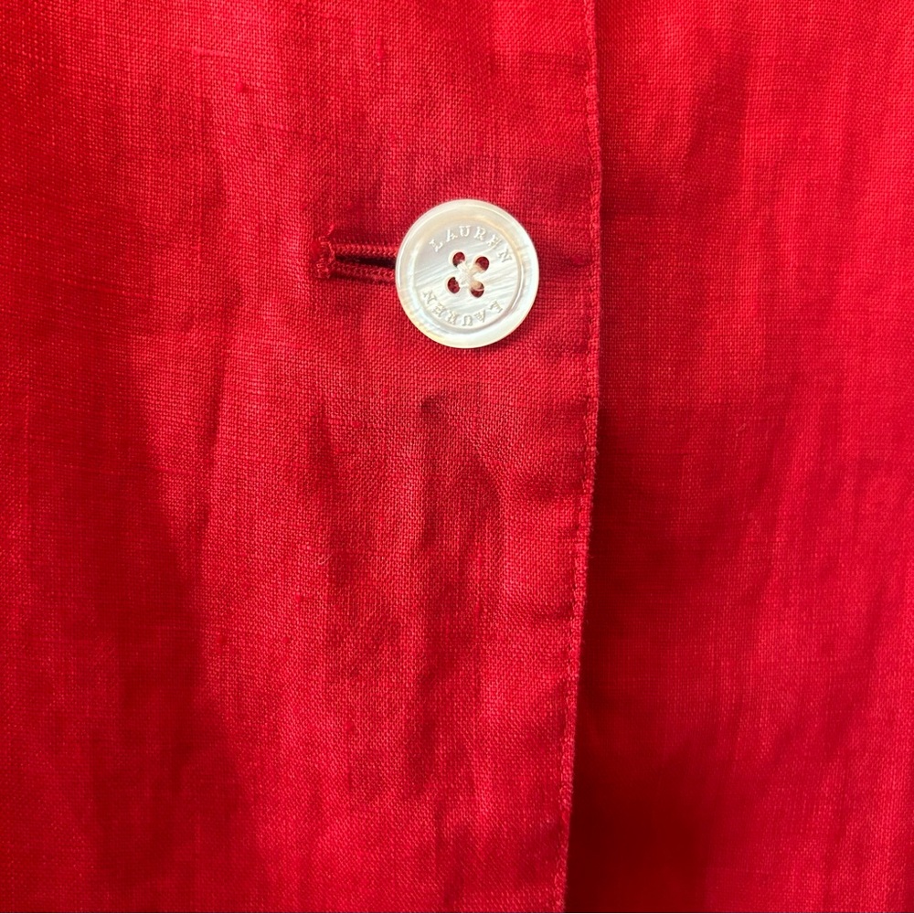 Lauren Ralph Lauren petite red linen long sleeve button down blouse size medium - Picture 8 of 16